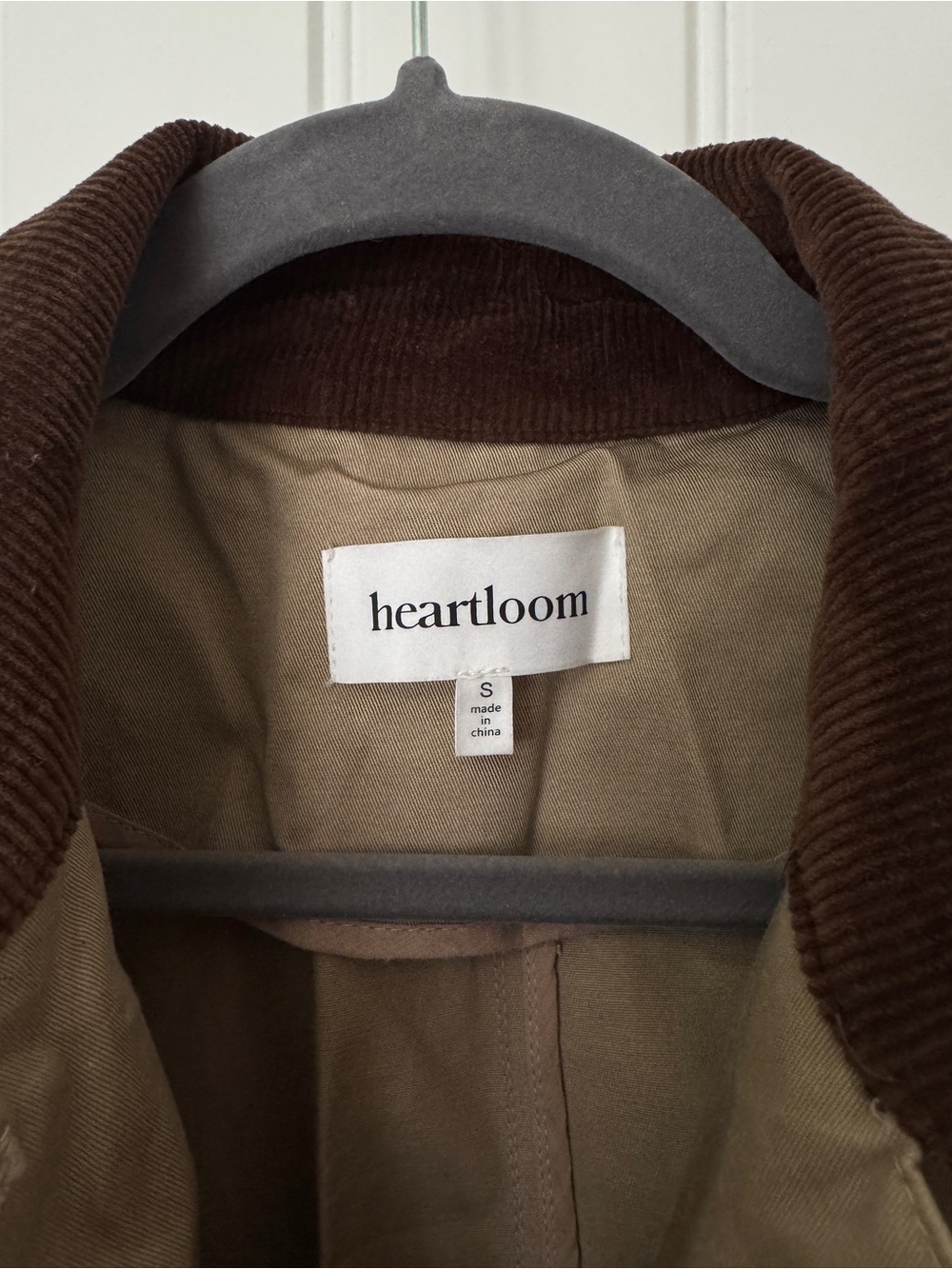 HEARTLOOM Khaki Single-Breasted Belted Trench Coat with Corduroy & Plaid Detail - Picture 6 of 12